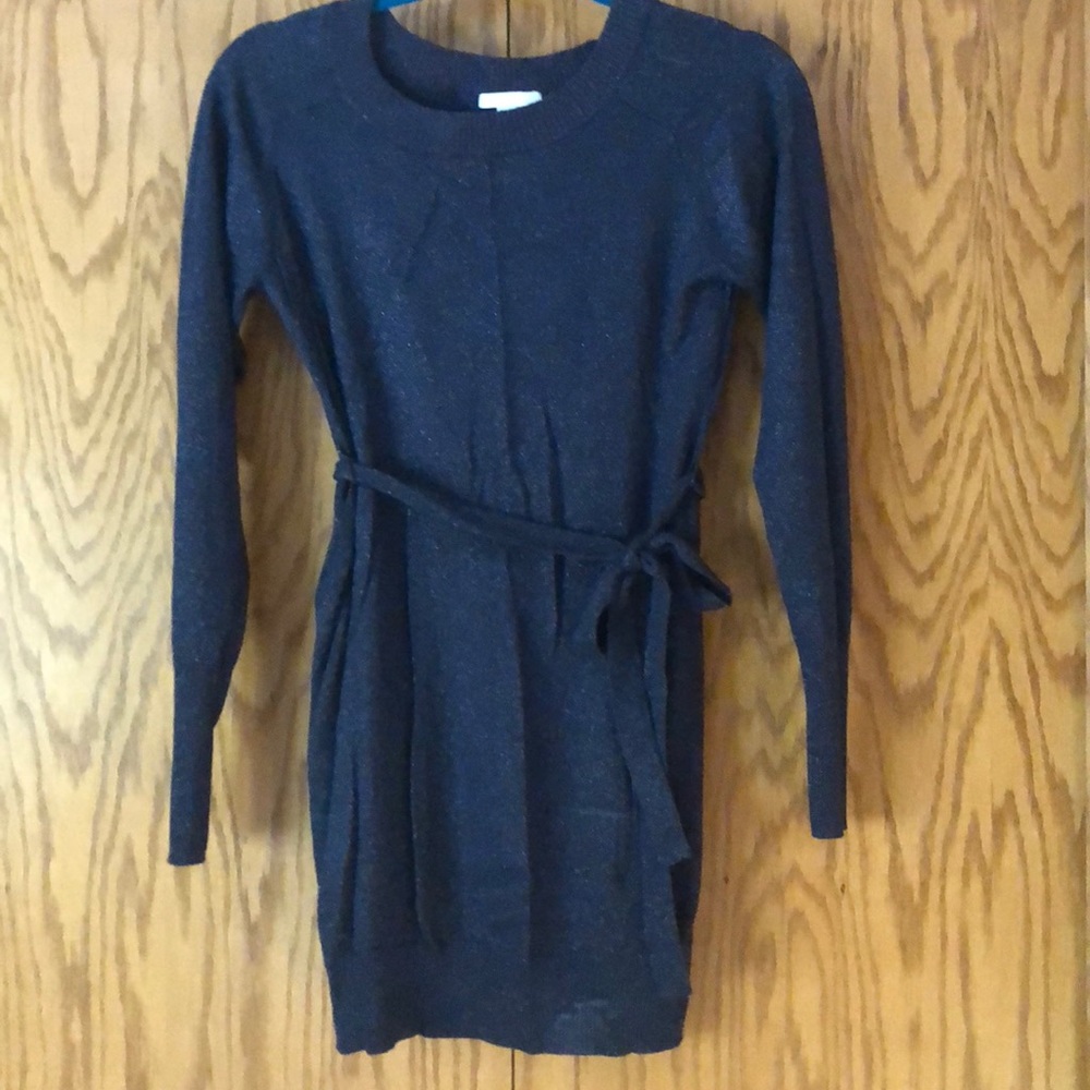 H & M Navy dress with gold sparkle -lightweight
